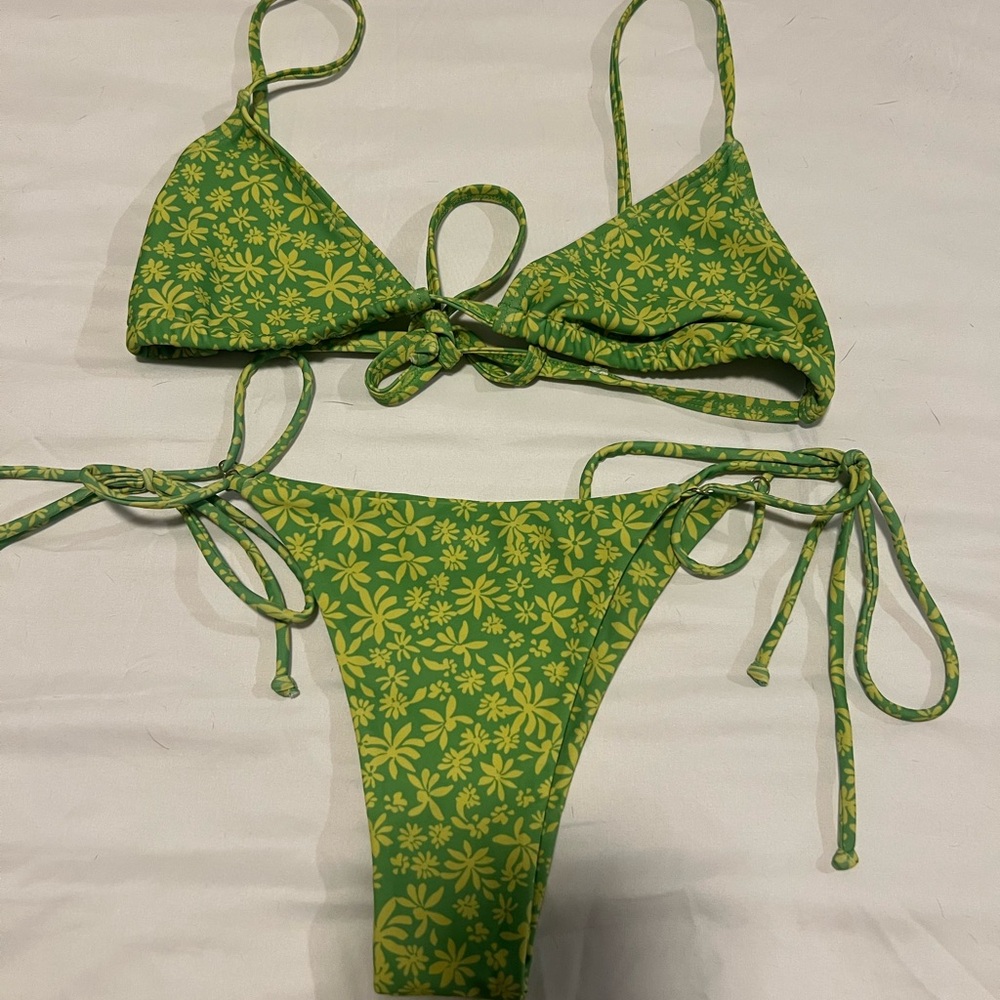 Green Floral Bikini Set